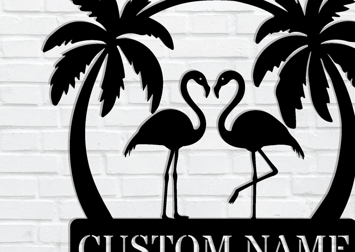 Intra απο ξύλο plywood 3mm-4mm πάχος – Μεταλλικό σημάδι Tropical Flamingo Δίασταση  20x20 cm INTRAFABR-119212741