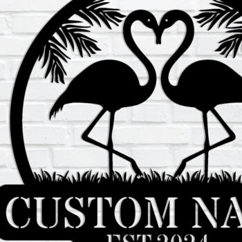 Intra απο ξύλο plywood 3mm-4mm πάχος – Μεταλλικό σημάδι Tropical Flamingo Δίασταση  20x20 cm INTRAFABR-119212806 - Image 1