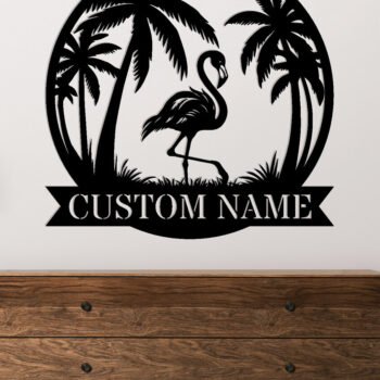 Intra απο ξύλο plywood 3mm-4mm πάχος – Μεταλλικό σημάδι Tropical Flamingo Δίασταση 20x20 cm INTRAFABR-119212707 - Image 2