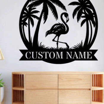 Intra απο ξύλο plywood 3mm-4mm πάχος – Μεταλλικό σημάδι Tropical Flamingo Δίασταση 20x20 cm INTRAFABR-119212707 - Image 3