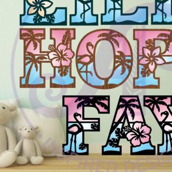 Intra απο ξύλο plywood 3mm-4mm πάχος – Σετ αλφαβήτου με θέμα Tropical / Flamingo. Δίασταση  20x20 cm INTRAFABR-92754031 - Image 3