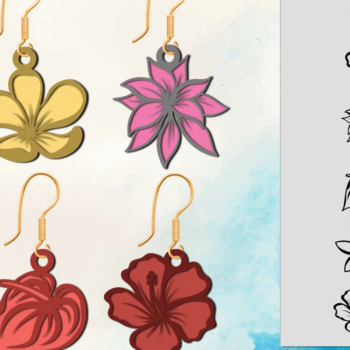 Intra απο ξύλο plywood 3mm-4mm πάχος – Σκουλαρίκι Tropical Flower, Hawaii Δίασταση  5x5 cm INTRAFABR-69227502 - Image 1