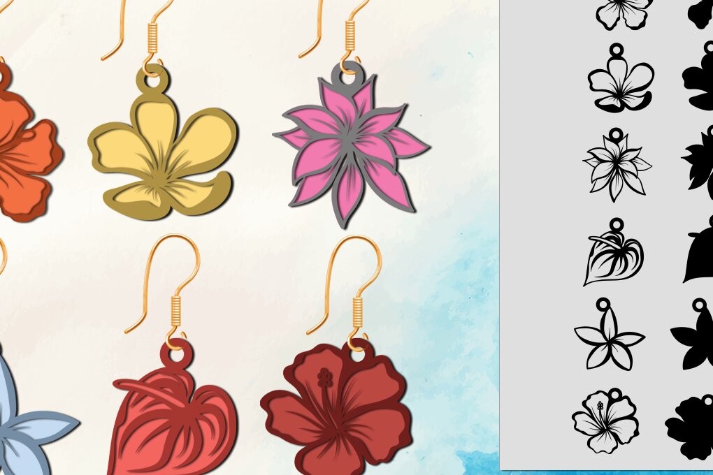 Intra απο ξύλο plywood 3mm-4mm πάχος – Σκουλαρίκι Tropical Flower, Hawaii Δίασταση  5x5 cm INTRAFABR-69227502