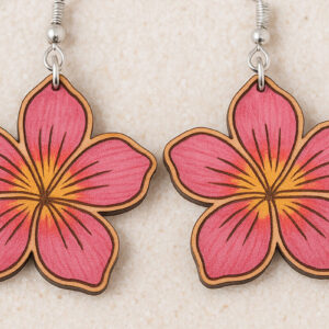 Intra απο ξύλο plywood 3mm-4mm πάχος – Σκουλαρίκια Tropical Flower Cut Laser Δίασταση  5x5 cm INTRAFABR-120914943