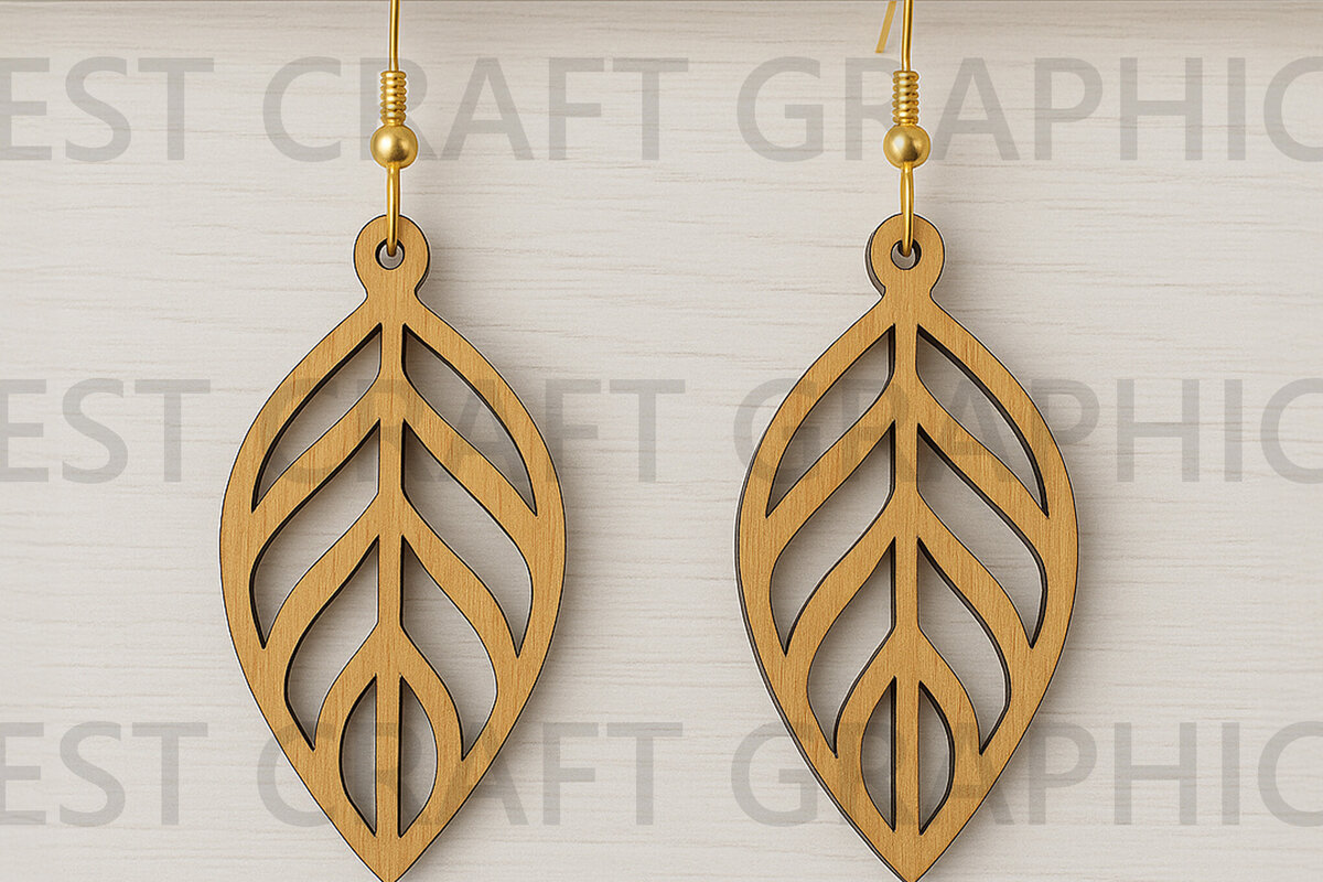 Intra απο ξύλο plywood 3mm-4mm πάχος – Tropical Leaf Drop Earrings Δίασταση  5x5 cm INTRAFABR-123755109