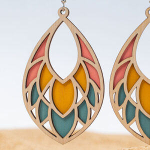 Intra απο ξύλο plywood 3mm-4mm πάχος – Tropical Leaf Drop Earrings Δίασταση  5x5 cm INTRAFABR-122380123