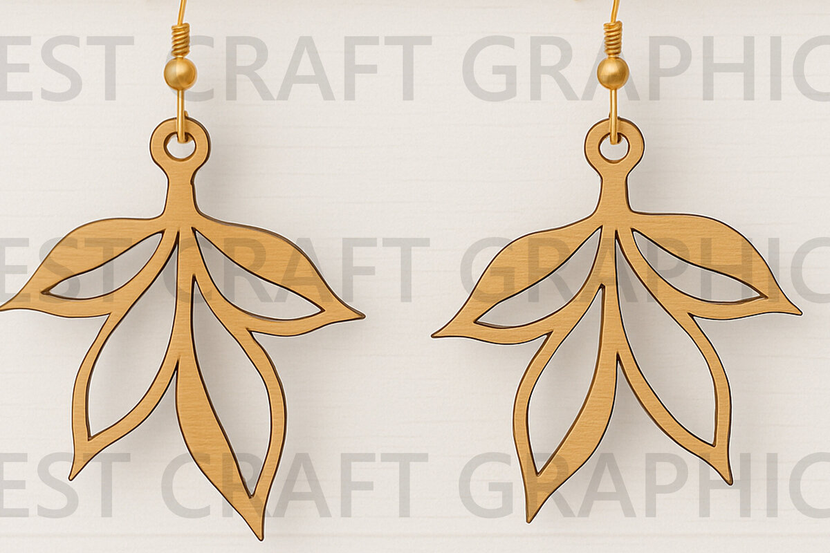 Intra απο ξύλο plywood 3mm-4mm πάχος – Σκουλαρίκια Tropical Leaf Drop Δίασταση  5x5 cm INTRAFABR-123755250