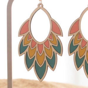 Intra απο ξύλο plywood 3mm-4mm πάχος – Tropical Leaf Hoop Σκουλαρίκια Δίασταση  5x5 cm INTRAFABR-122379778