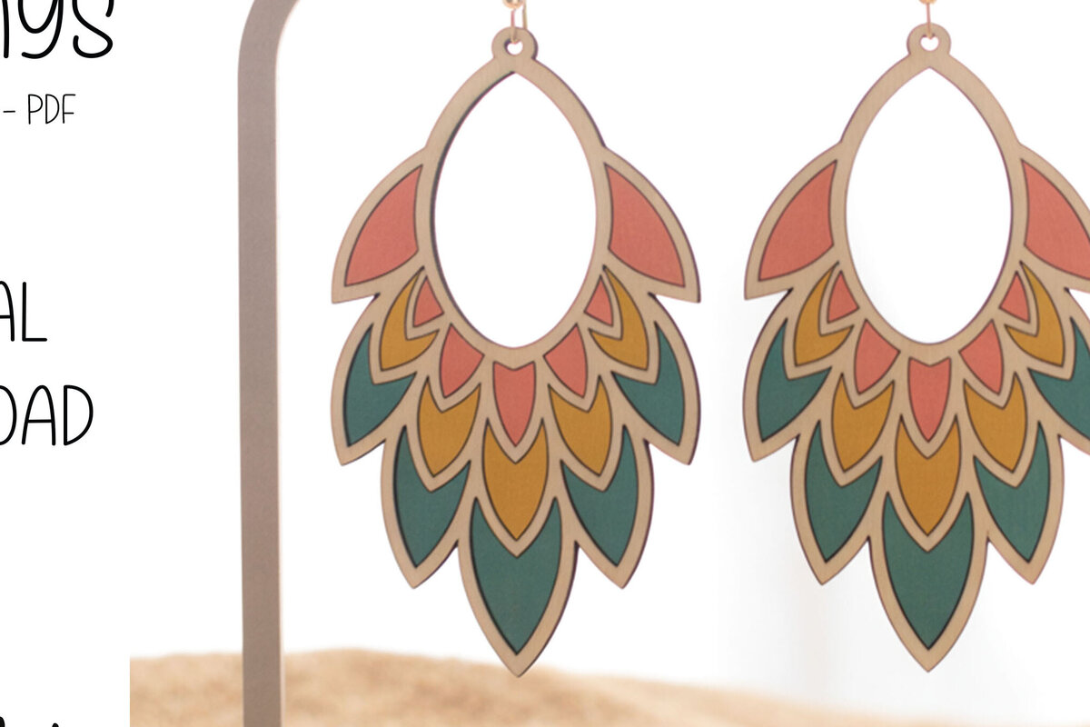 Intra απο ξύλο plywood 3mm-4mm πάχος – Tropical Leaf Hoop Σκουλαρίκια Δίασταση  5x5 cm INTRAFABR-122379778