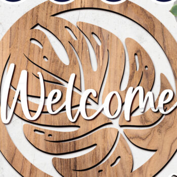 Intra απο ξύλο plywood 3mm-4mm πάχος – Tropical Leaf Laser Circle Καλωσορίσατε Δίασταση  20x20 cm INTRAFABR-13243587 - Image 2