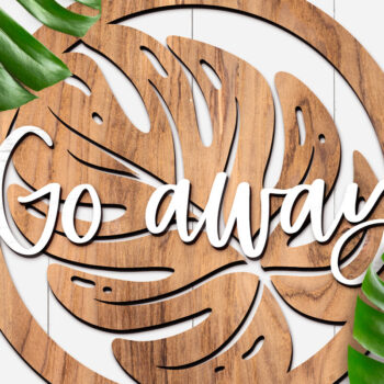 Intra απο ξύλο plywood 3mm-4mm πάχος – Tropical Leaf Laser Circle Καλωσορίσατε Δίασταση  20x20 cm INTRAFABR-13243587 - Image 3