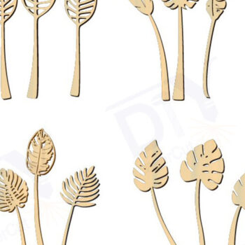 Intra απο ξύλο plywood 3mm-4mm πάχος – Σετ Τροπικά Φύλλα 12 Σχέδια Δίασταση  20x20 cm INTRAFABR-117025299 - Image 3