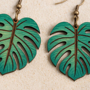 Intra απο ξύλο plywood 3mm-4mm πάχος – Σκουλαρίκια Tropical Leaves Δίασταση  5x5 cm INTRAFABR-120914612