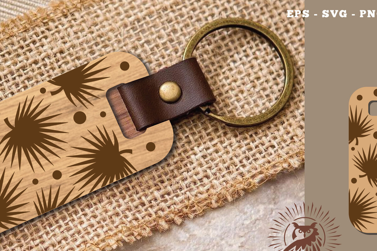 Intra απο ξύλο plywood 3mm-4mm πάχος – Μπρελόκ Tropical Leaves Cut Laser Δίασταση  5x5 cm INTRAFABR-115872682