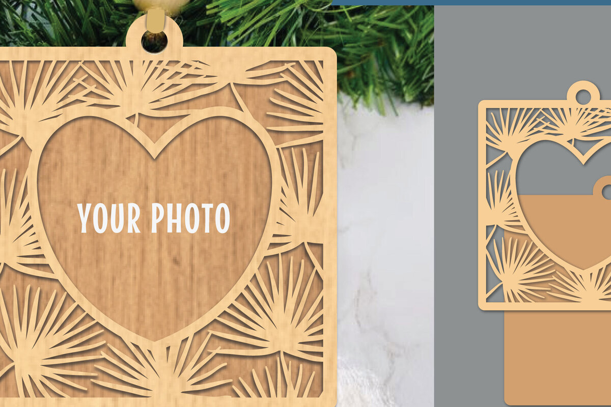 Intra απο ξύλο plywood 3mm-4mm πάχος – Κορνίζα φωτογραφιών με κομμένα λέιζερ τροπικά φύλλα Δίασταση  20x20 cm INTRAFABR-106020398