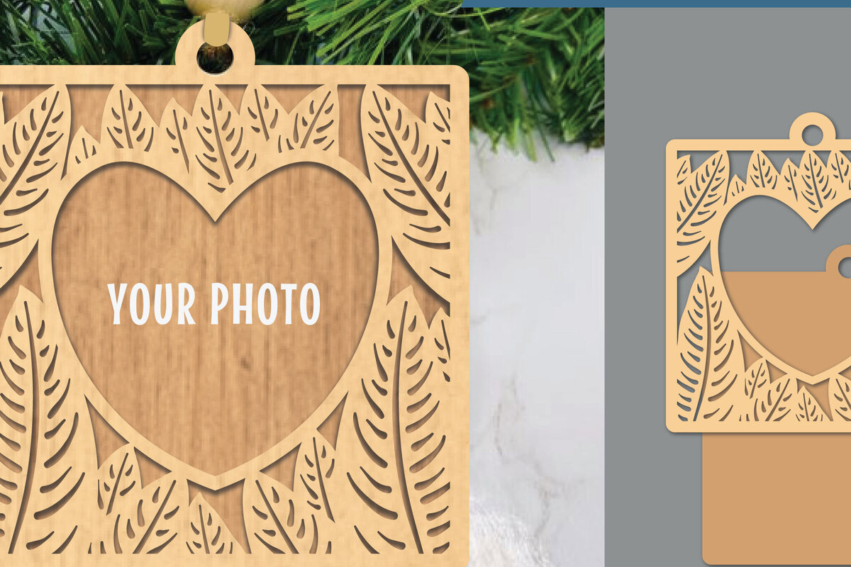 Intra απο ξύλο plywood 3mm-4mm πάχος – Κορνίζα φωτογραφιών με κομμένα λέιζερ τροπικά φύλλα Δίασταση  20x20 cm INTRAFABR-106020588