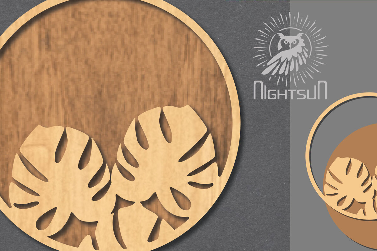 Intra απο ξύλο plywood 3mm-4mm πάχος – Σημάδι κοπής με λέιζερ τροπικών φύλλων 2 Δίασταση  20x20 cm INTRAFABR-121107254