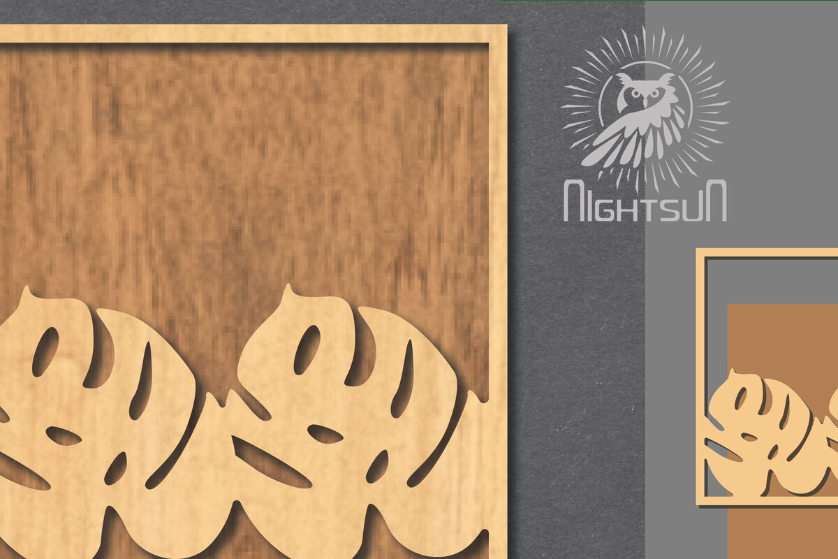 Intra απο ξύλο plywood 3mm-4mm πάχος – Σημάδι κοπής με λέιζερ τροπικών φύλλων 3 Δίασταση  20x20 cm INTRAFABR-121107274