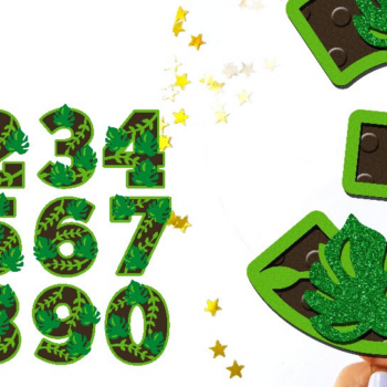 Intra απο ξύλο plywood 3mm-4mm πάχος – Τροπικά Φύλλα Αριθμοί 3D Δίασταση  20x20 cm INTRAFABR-95729215 - Image 1