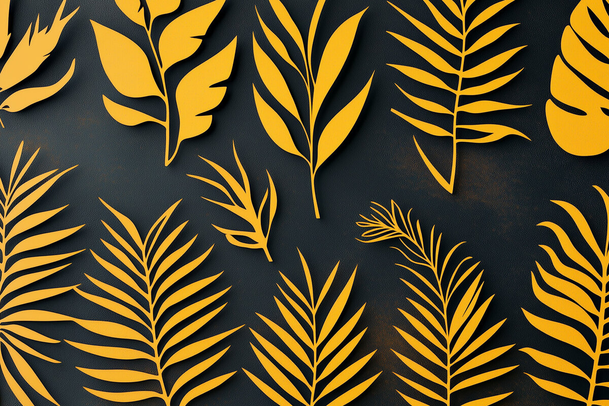 Intra απο ξύλο plywood 3mm-4mm πάχος – Δέσμη με τροπικά φύλλα Δίασταση  20x20 cm INTRAFABR-104049612