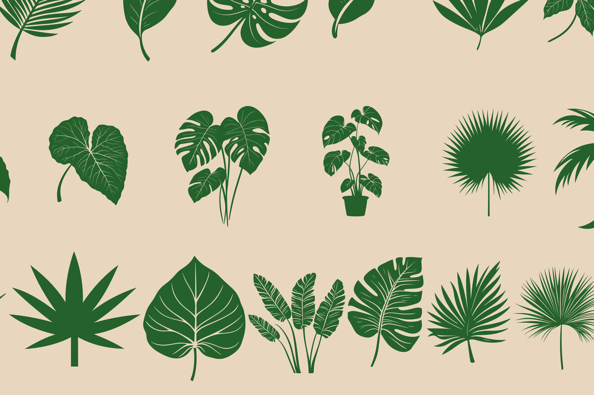 Intra απο ξύλο plywood 3mm-4mm πάχος – Tropical Leaves Bundle with Monstera Δίασταση  20x20 cm INTRAFABR-119011734