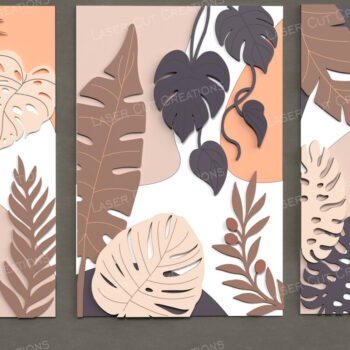 Intra απο ξύλο plywood 3mm-4mm πάχος – Σετ Tropical Leaves Wall Art Δίασταση  40x30 cm INTRAFABR-125219463 - Image 1