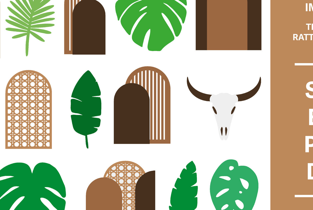 Intra απο ξύλο plywood 3mm-4mm πάχος – Πακέτο αψίδων Tropical Rattan Δίασταση  20x20 cm INTRAFABR-102290521