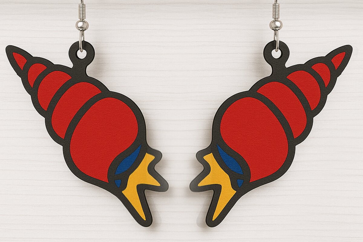 Intra απο ξύλο plywood 3mm-4mm πάχος – Tropical Spiral Shell Σκουλαρίκια Δίασταση  5x5 cm INTRAFABR-123011787