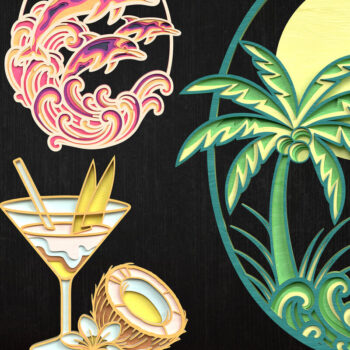 Intra απο ξύλο plywood 3mm-4mm πάχος – Tropical Summer Ocean Bundle Δίασταση 20x20 cm INTRAFABR-120487244 - Image 1