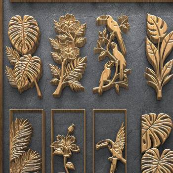 Intra απο ξύλο plywood 3mm-4mm πάχος – Τροπικό καλοκαιρινό πάνελ τοίχου Δίασταση  40x30 cm INTRAFABR-122932793 - Image 1