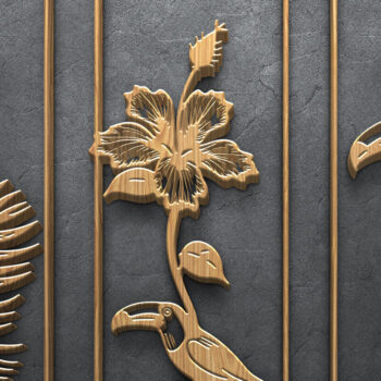 Intra απο ξύλο plywood 3mm-4mm πάχος – Τροπικό καλοκαιρινό πάνελ τοίχου Δίασταση  40x30 cm INTRAFABR-122932793 - Image 4