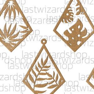 Intra απο ξύλο plywood 3mm-4mm πάχος – Σκουλαρίκια Tropical Teadrop, Monstera Δίασταση  5x5 cm INTRAFABR-25884490