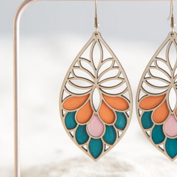 Intra απο ξύλο plywood 3mm-4mm πάχος – Σκουλαρίκια Tropical Teardrop Δίασταση  5x5 cm INTRAFABR-121919782 - Image 1