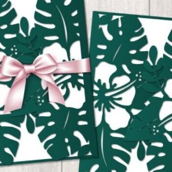 Intra απο ξύλο plywood 3mm-4mm πάχος – Κάρτα Tropical Wedding Ivnitation 5x7 Δίασταση  20x20 cm INTRAFABR-32320348 - Image 2