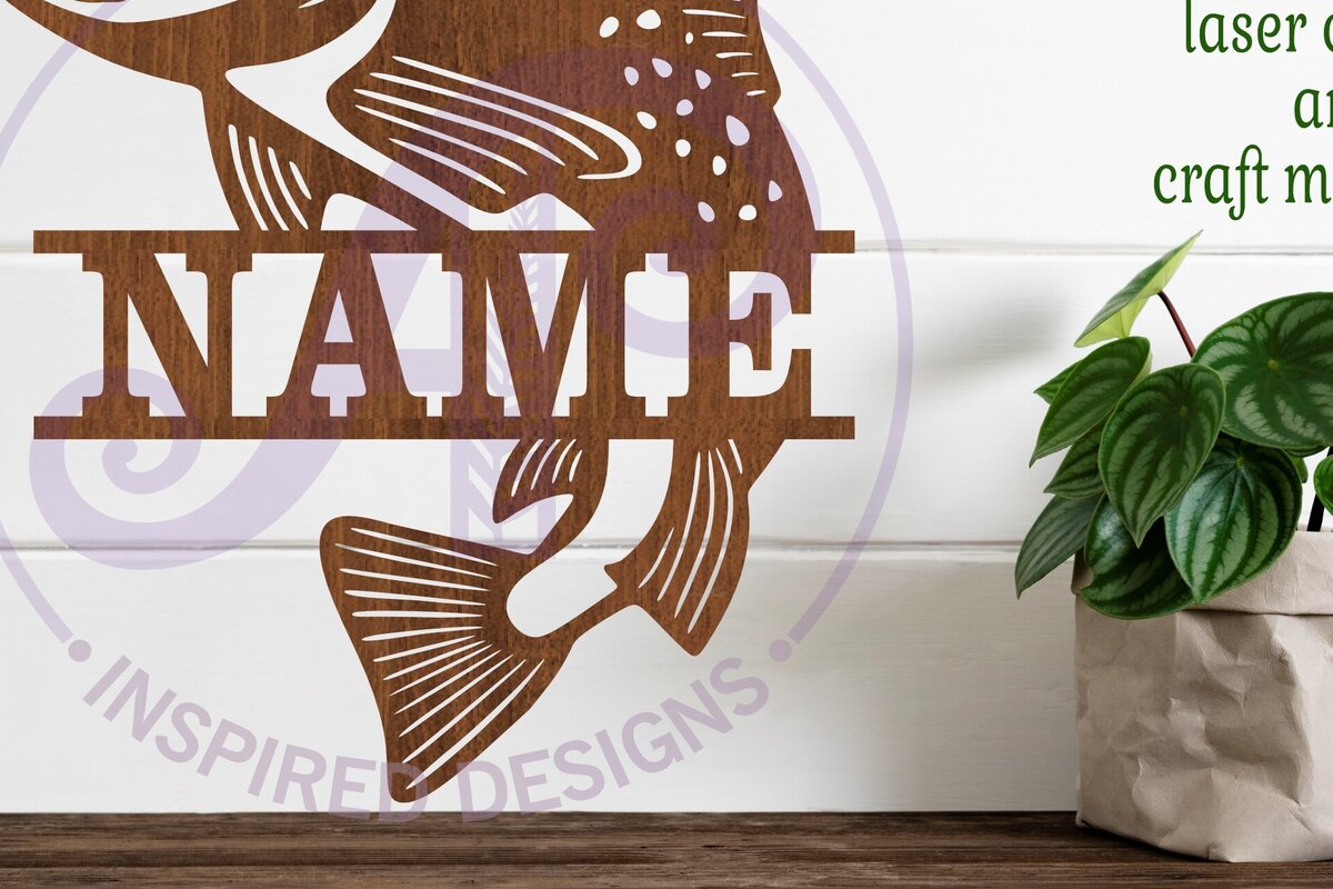 Intra απο ξύλο plywood 3mm-4mm πάχος – Πέστροφα Ψάρι  Όνομα Σήμα Laser Δίασταση  20x20 cm INTRAFABR-100202765