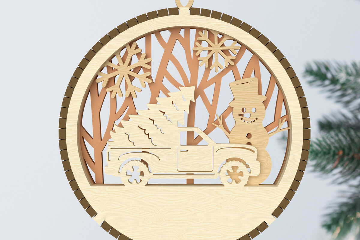 Intra απο ξύλο plywood 3mm-4mm πάχος – Φορτηγό και στολίδι Χριστουγεννιάτικου Δέντρου Δίασταση  20x20 cm INTRAFABR-107963771