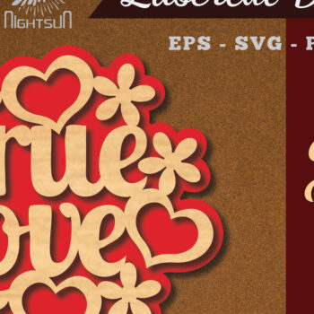 Intra απο ξύλο plywood 3mm-4mm πάχος – Διακόσμηση True Love Cut Laser Δίασταση  20x20 cm INTRAFABR-114021082 - Image 1