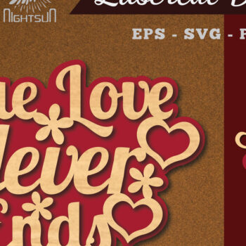 Intra απο ξύλο plywood 3mm-4mm πάχος – Το True Love Never Ends Cut με λέιζερ Δίασταση  20x20 cm INTRAFABR-114021119 - Image 1