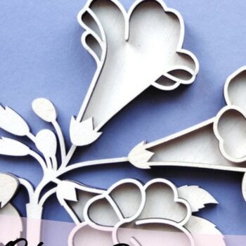 Intra απο ξύλο plywood 3mm-4mm πάχος – Λουλούδι κομμένο με λέιζερ τρομπέτα αμπέλου Δίασταση  20x20 cm INTRAFABR-34033712 - Image 3