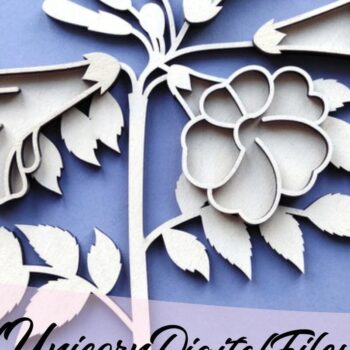 Intra απο ξύλο plywood 3mm-4mm πάχος – Λουλούδι κομμένο με λέιζερ τρομπέτα αμπέλου Δίασταση  20x20 cm INTRAFABR-34033712 - Image 4