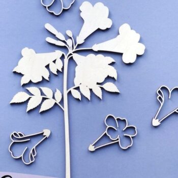 Intra απο ξύλο plywood 3mm-4mm πάχος – Λουλούδι κομμένο με λέιζερ τρομπέτα αμπέλου Δίασταση  20x20 cm INTRAFABR-34033712 - Image 5