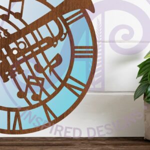 Intra απο ξύλο plywood 3mm-4mm πάχος – Αρχεία κοπής με λέιζερ ρολόι τοίχου τρομπέτας, Δίασταση  40x30 cm INTRAFABR-91393380