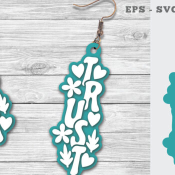 Intra απο ξύλο plywood 3mm-4mm πάχος – Trust Σκουλαρίκια Lasercut Δίασταση  5x5 cm INTRAFABR-111698143 - Image 1