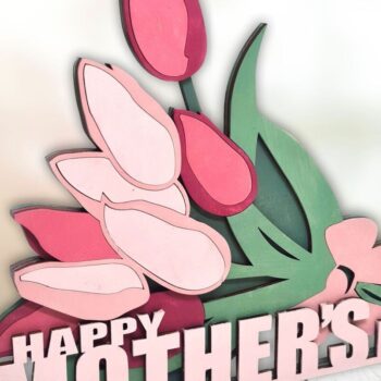 Intra απο ξύλο plywood 3mm-4mm πάχος – Μπουκέτο τουλίπα Mothers Day, Δίασταση  20x20 cm INTRAFABR-95123443 - Image 1