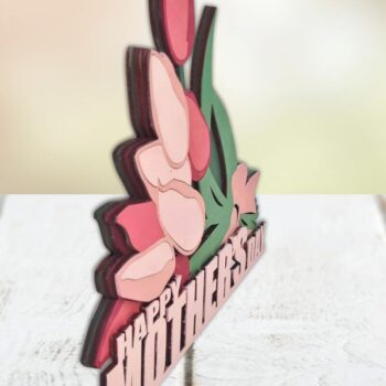 Intra απο ξύλο plywood 3mm-4mm πάχος – Μπουκέτο τουλίπα Mothers Day, Δίασταση  20x20 cm INTRAFABR-95123443 - Image 2