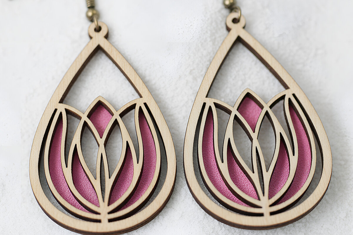 Intra απο ξύλο plywood 3mm-4mm πάχος – Αρχεία Σκουλαρίκια Tulip Δίασταση  5x5 cm INTRAFABR-121542062