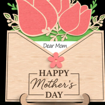 Intra απο ξύλο plywood 3mm-4mm πάχος – Φάκελος λουλουδιών τουλίπας για τη μαμά Δίασταση  20x20 cm INTRAFABR-119418830 - Image 1