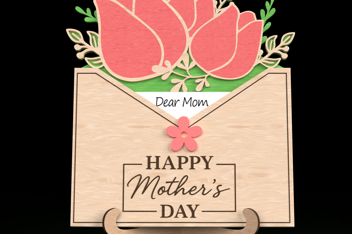 Intra απο ξύλο plywood 3mm-4mm πάχος – Φάκελος λουλουδιών τουλίπας για τη μαμά Δίασταση  20x20 cm INTRAFABR-119418830