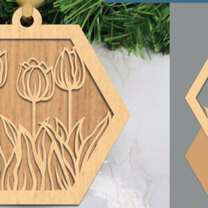Intra απο ξύλο plywood 3mm-4mm πάχος – Στολίδι κομμένο με λέιζερ λουλούδι τουλίπα Δίασταση  20x20 cm INTRAFABR-105419608