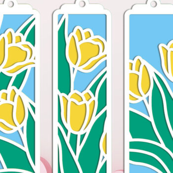 Intra απο ξύλο plywood 3mm-4mm πάχος – Λουλούδια τουλίπας Σελιδοδείκτες, Bookm Δίασταση  20x20 cm INTRAFABR-117880648 - Image 1